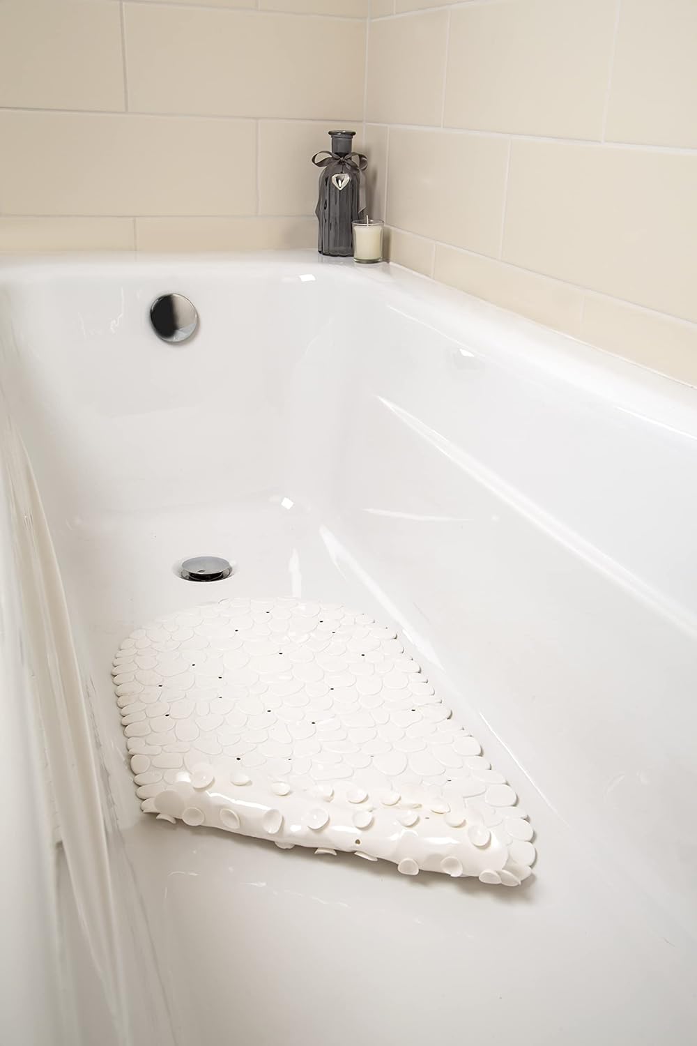 Croydex White Pebbles Non-Phthalate Slip-Resistant Pvc Suction Bath Mat