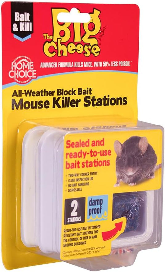 The Big Cheese Ready-Baited Mouse Killer Station - Twinpack, White
