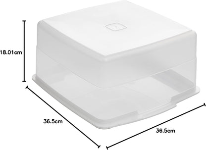Addis 510483 Cake Seal Tight Tray Box Store Container, Clear & White, 14 Litres