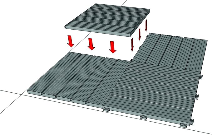 Eco Garden Clip Lock Deck Tile | Graphite Grey | 30x30cm | 6 Tiles Per Pack