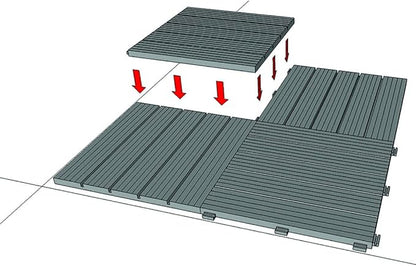 Eco Garden Clip Lock Deck Tile | Graphite Grey | 30x30cm | 6 Tiles Per Pack