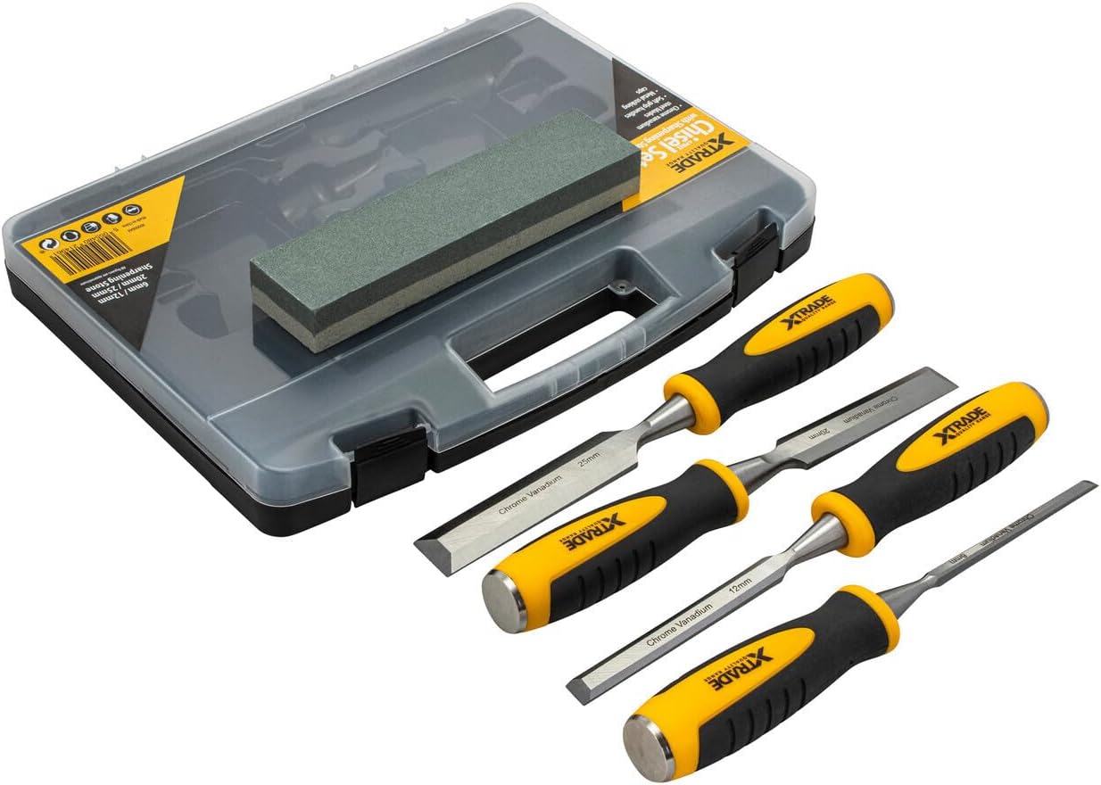 Xtrade X0900044 Chisel Set With Sharpening Stone (4 Piece)
