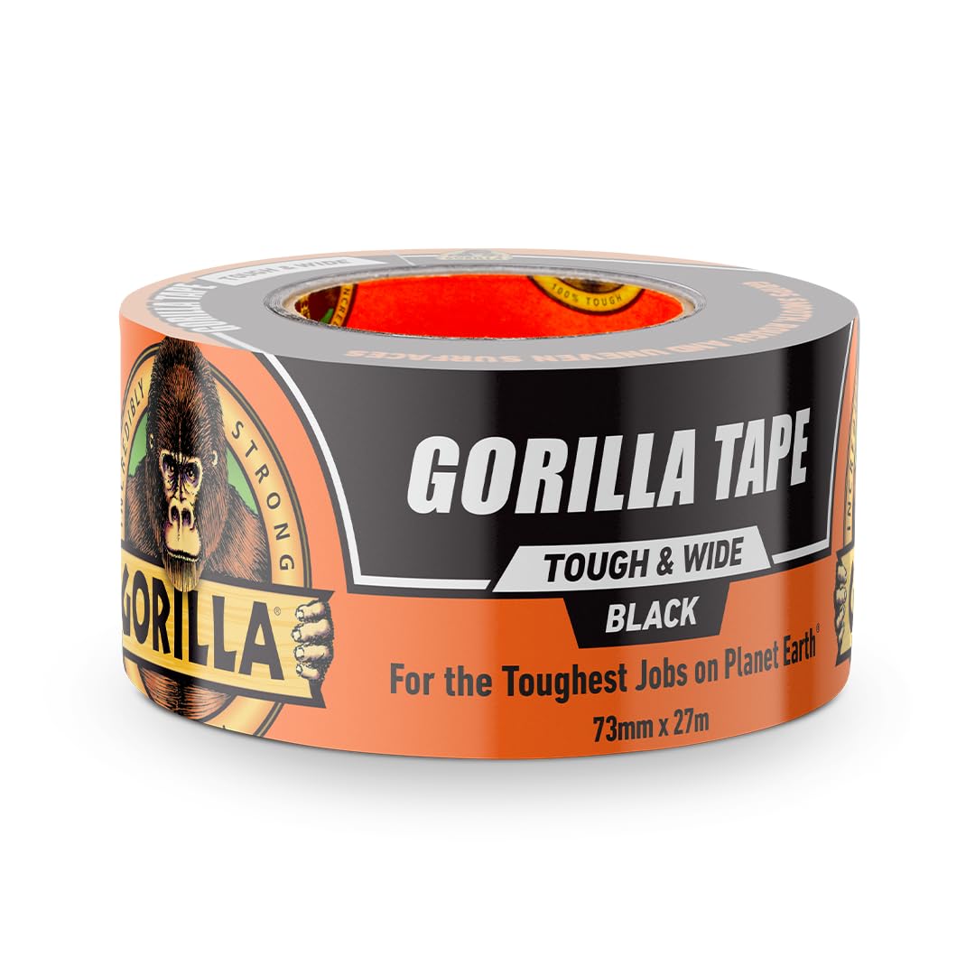 Gorilla Tape Tough & Wide 73mm x 27m Black | For the Toughest of Jobs | 27m long