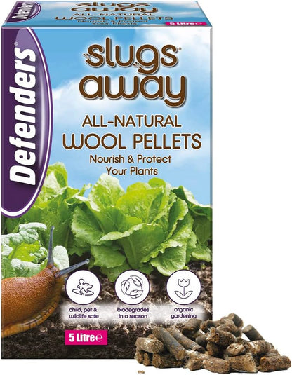 Defenders All-Natural Slugs Away Wool Pellets | Slugs and Snails | 5 Litre