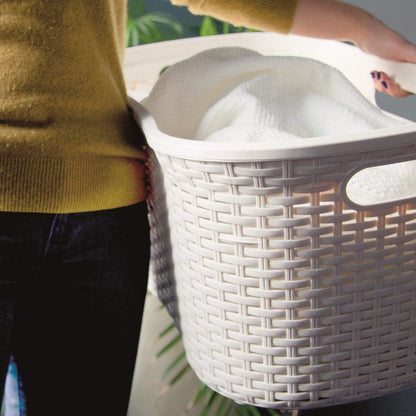 Addis Light Grey Rattan Hipster Laundry Basket