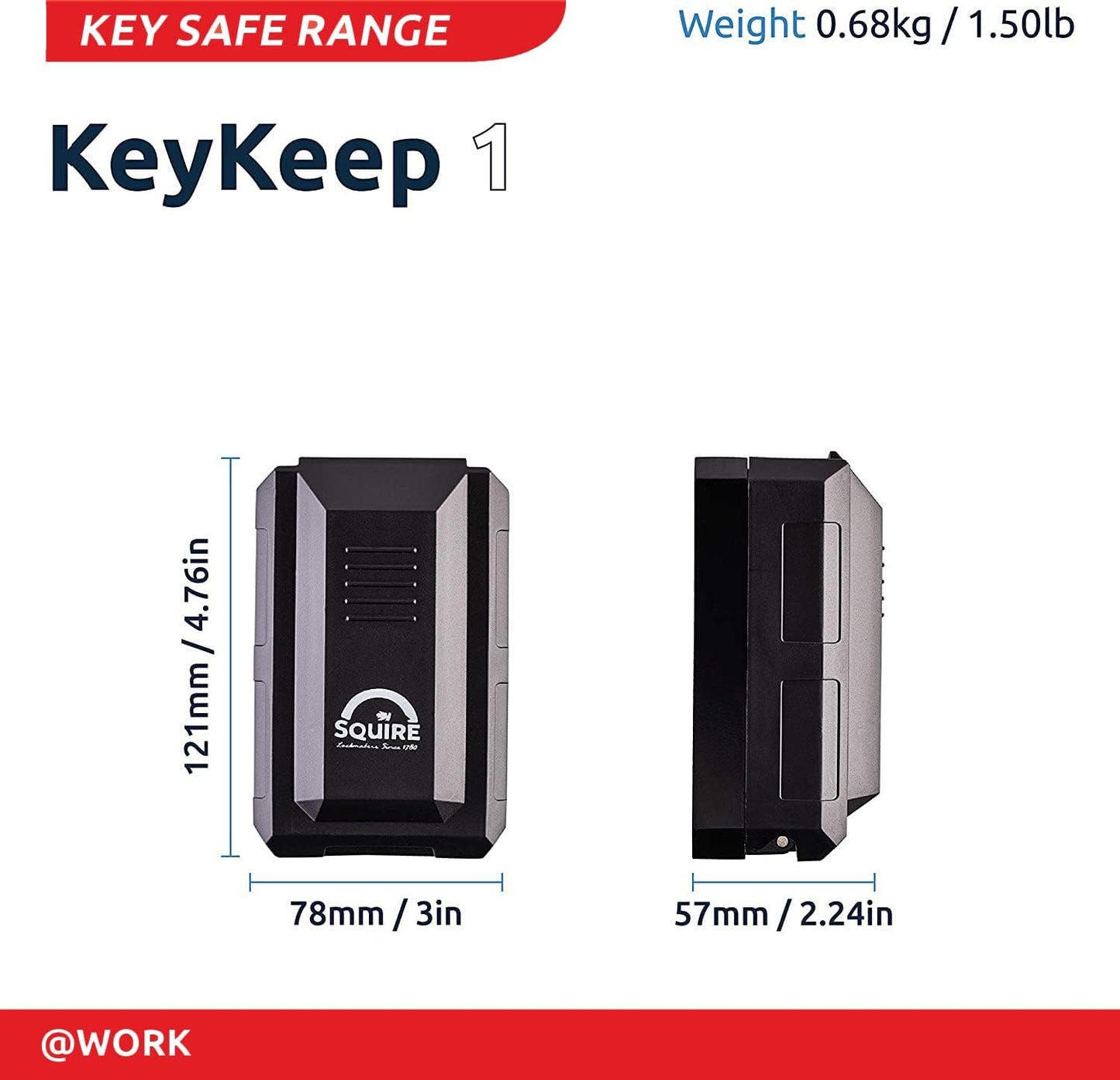 Squire Key Safe Box - 4 Wheel Combination Lock - Wall Mounted Key Safe