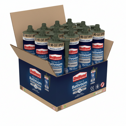 UniBond Kitchen and Bathroom Mould-Resistant, Translucent Silicone Sealant | 1 x 280ml Cartridge