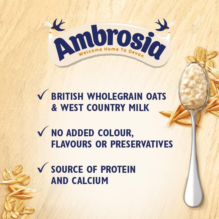 Ambrosia Low Fat Porridge Pots, Ready-to-Eat Golden Syrup | 6 x 210g