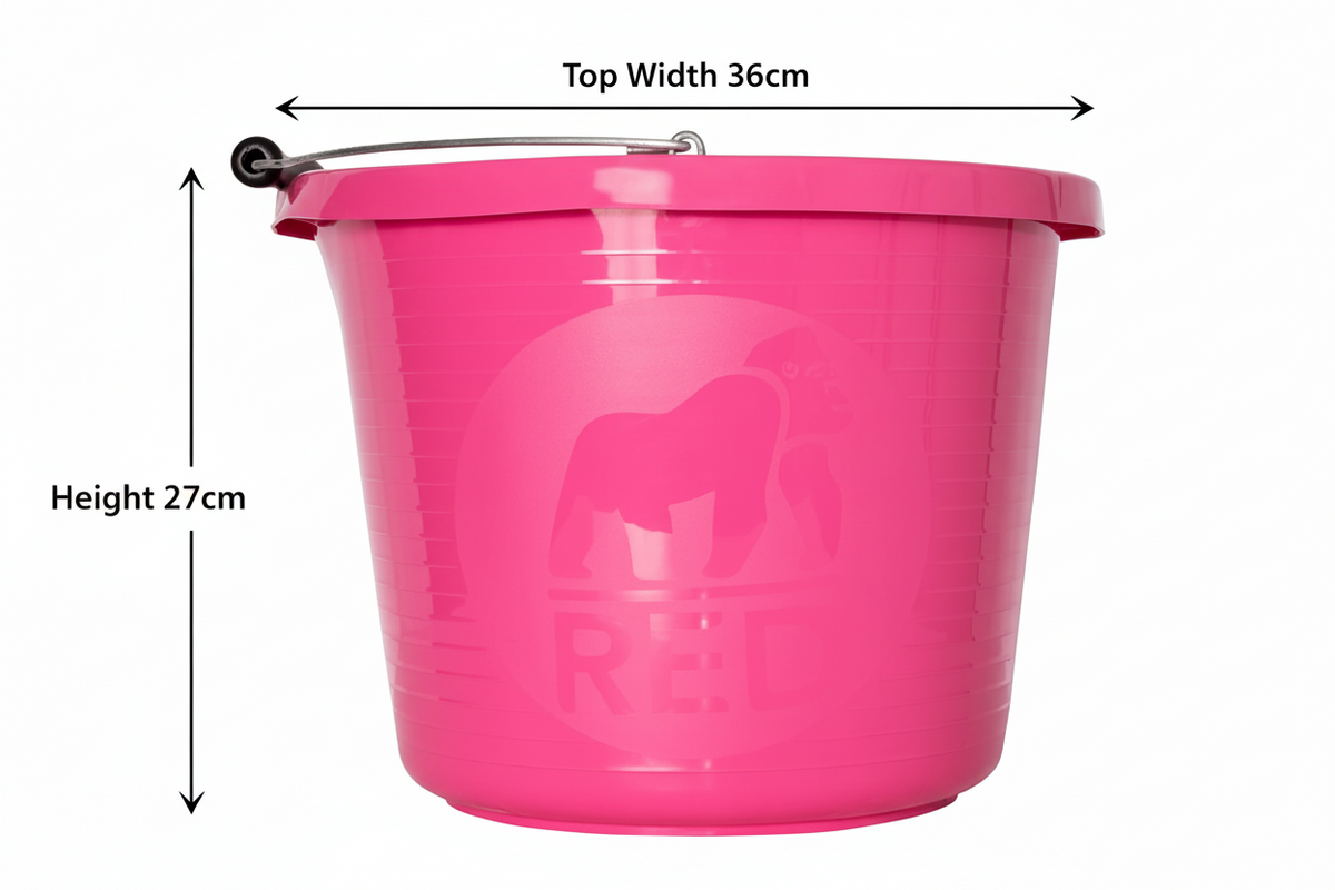 Red Gorilla Premium Builder's Bucket | 14 litre, 3 Gallon | 1 x Pink