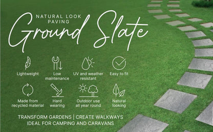 Primeur Recycled Square Recycled Rubber Stepping Stone, Slate, 30 x 30cm