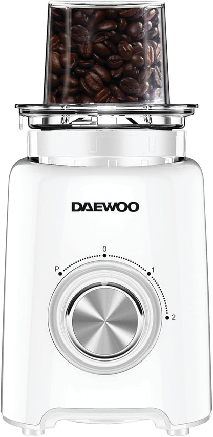 Daewoo Jug Blender with Coffee Grinder Attachment |  1500ml Capacity | 4 Speed | White
