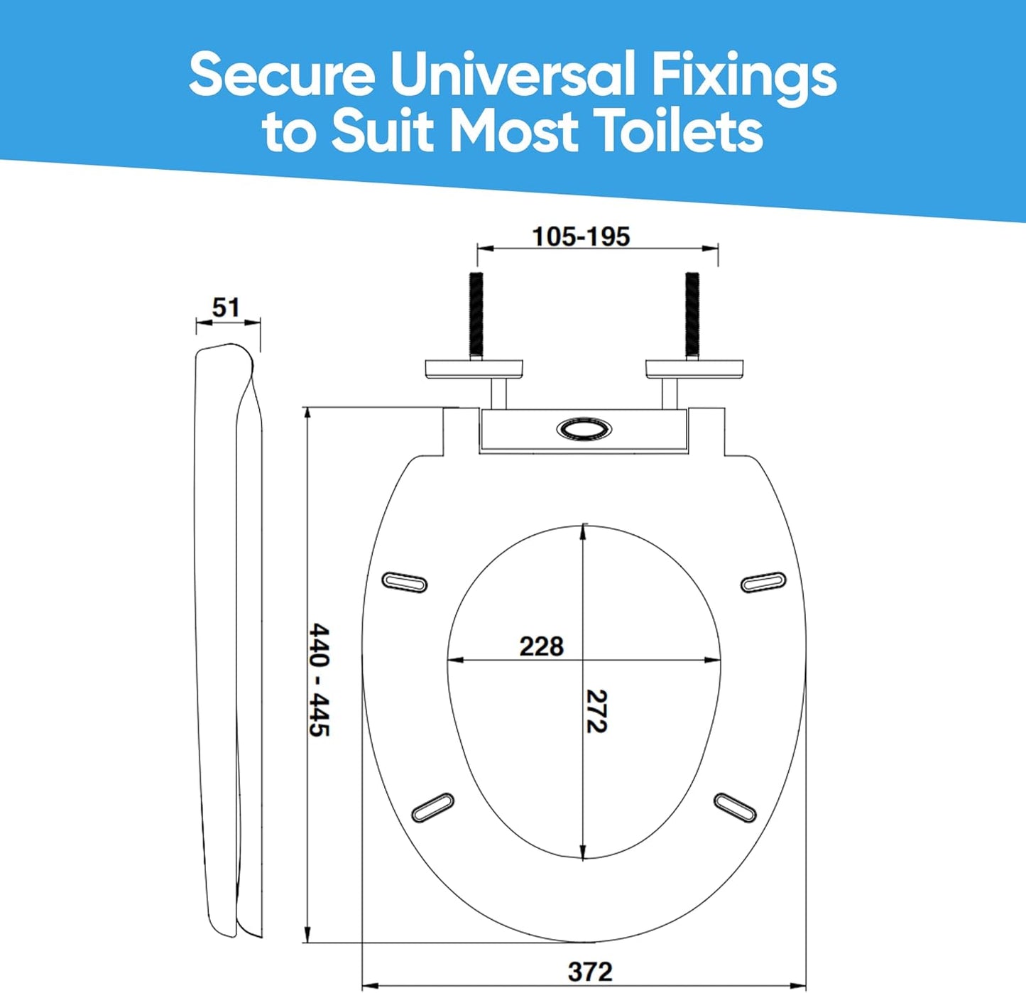 Blue Canyon Richmond Duroplastic Toilet Seat  Soft Close Toilet Seat White