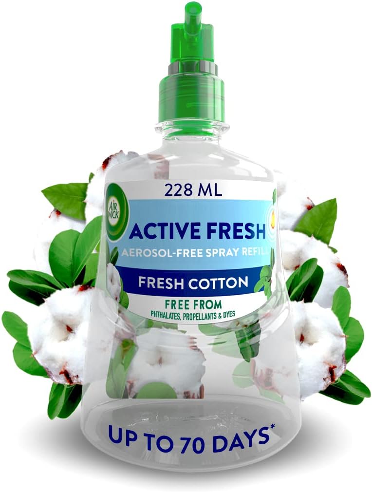 Air Wick Active Fresh Air Freshener Aerosol-Free Automatic Spray Set & Fresh Cotton 228ml