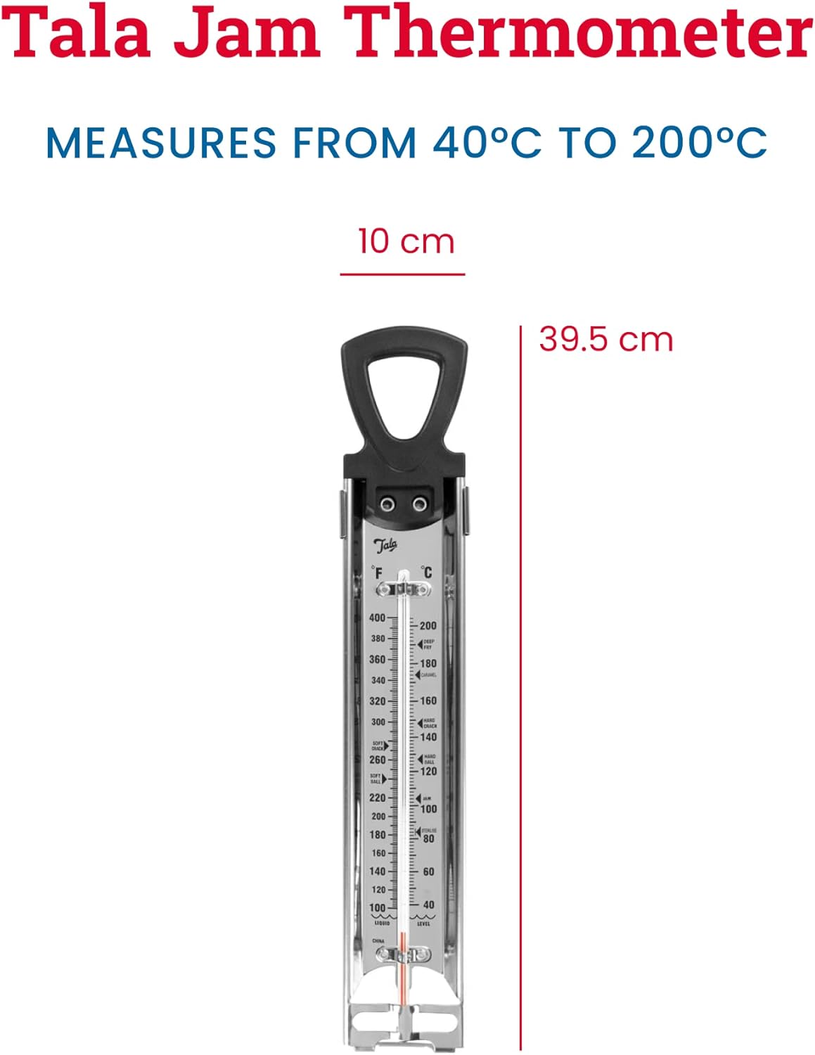 Tala Jam Thermometer - Stainless Steel Confectionery Temperature Guide 39.5Cm X 10Cm