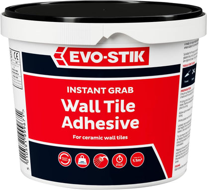 Evo-Stik Wall Tile Adhesive | Instant Grab | Multi Surface| 1L Tub