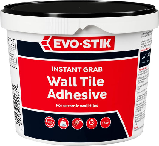 Evo-Stik Wall Tile Adhesive | Instant Grab | Multi Surface| 1L Tub