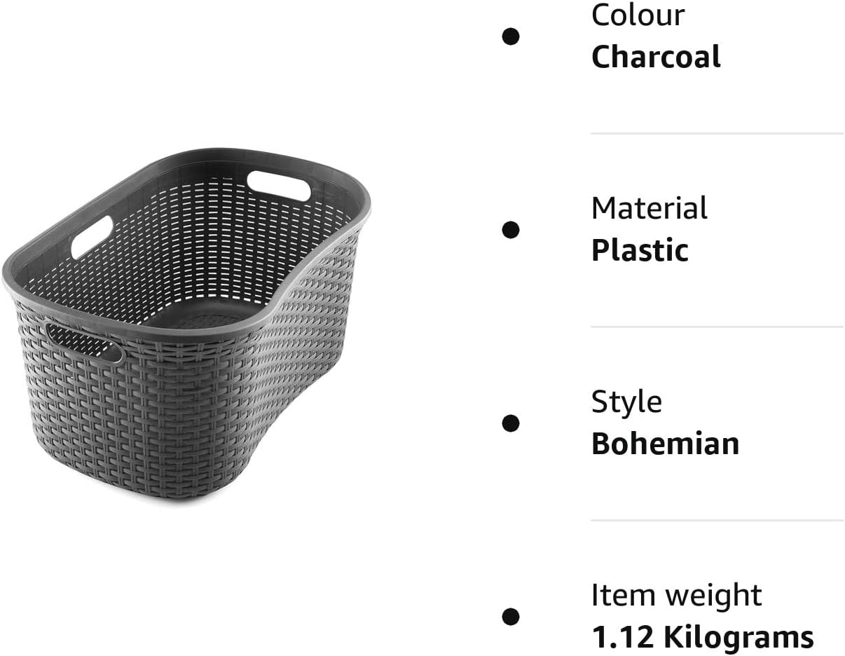 Addis Charcoal Rattan Hipster Laundry Basket