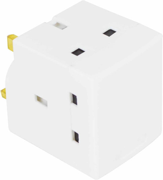 Status 3 Way Fused Plug Adapter White, Multi-Plug.