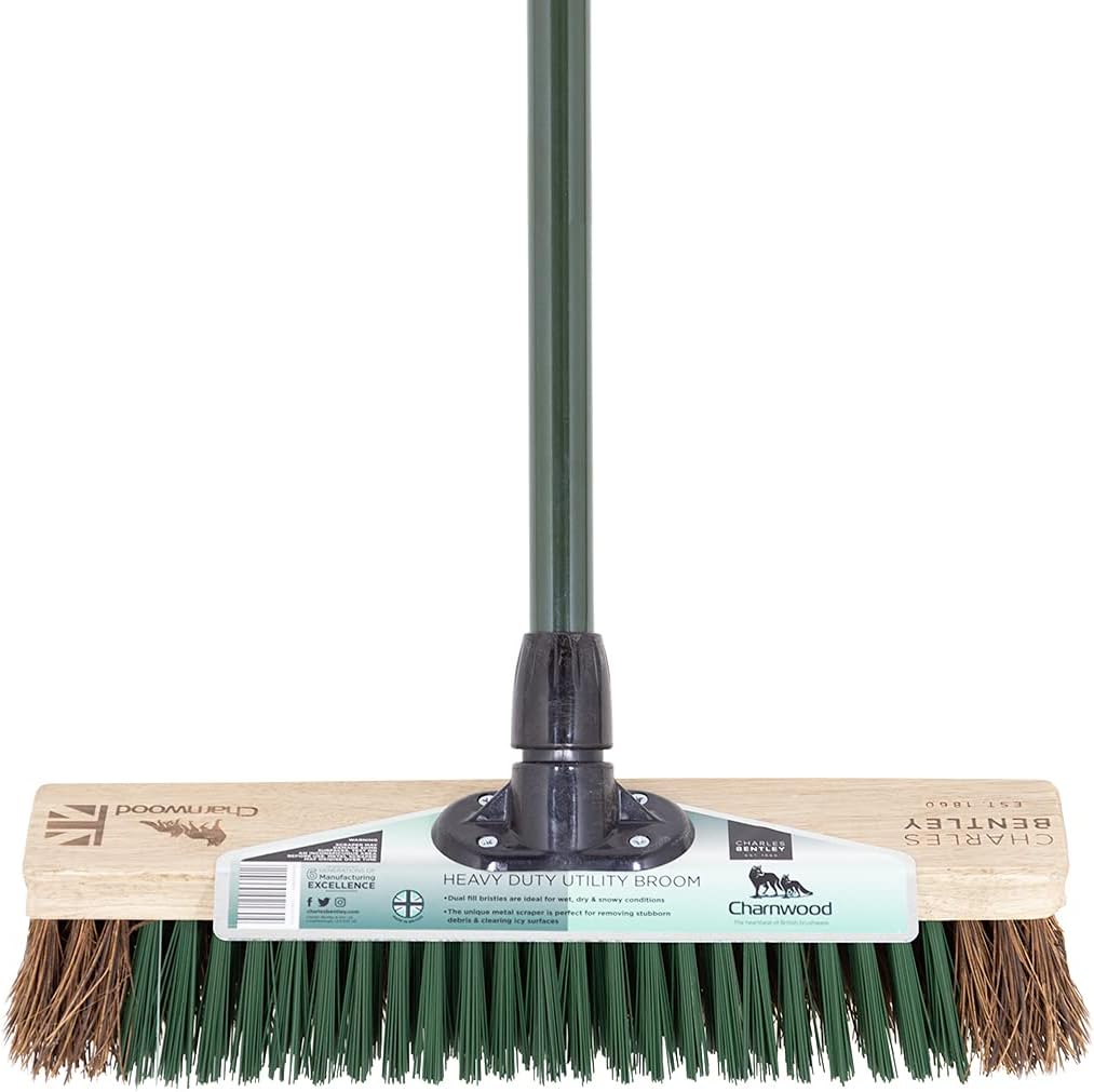 Charles Bentley Premium Charnwood Range | 16" Utility Broom with Scraper