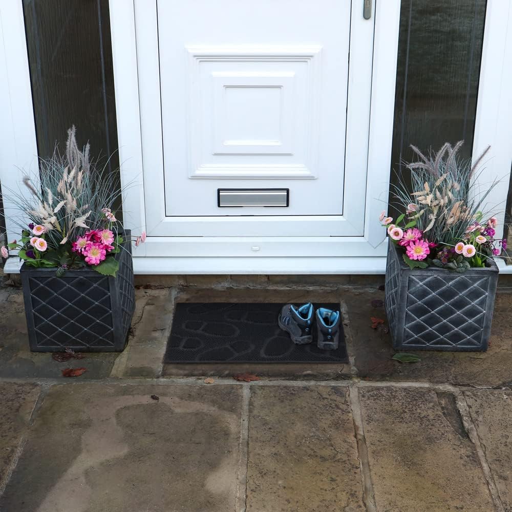 JVL Footprint Scraper Rubber Pin Doormat, 40x60cm