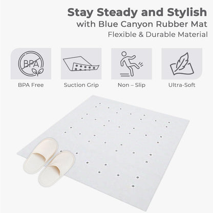 Blue Canyon Nonslip Antibacterial Rubber Shower Mats 53X53 Cm White