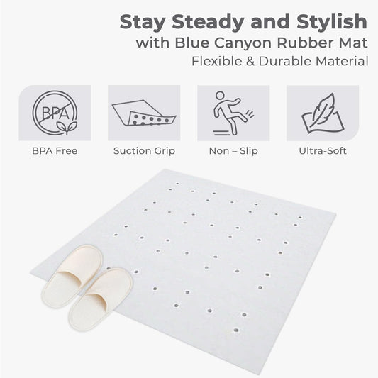 Blue Canyon Nonslip Antibacterial Rubber Shower Mats 53X53 Cm White