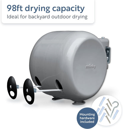 Minky Double Retractable Washing Line | Grey Branded | 2 X 15m/95ft Drying Space