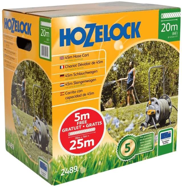 Hozelock 45m Free Standing Garden Hose Cart 20m Hose Pipe Connectors 2489