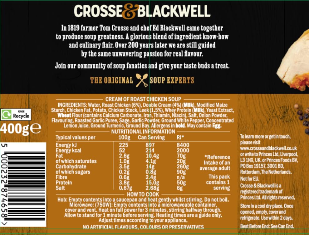 Crosse & Blackwell Cream of Roast Chicken 6 x 400g