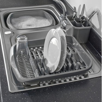 Addis 516468 Plate Dish Draining Rack, Soft Black, 33 X 39.5 X 6 Cm