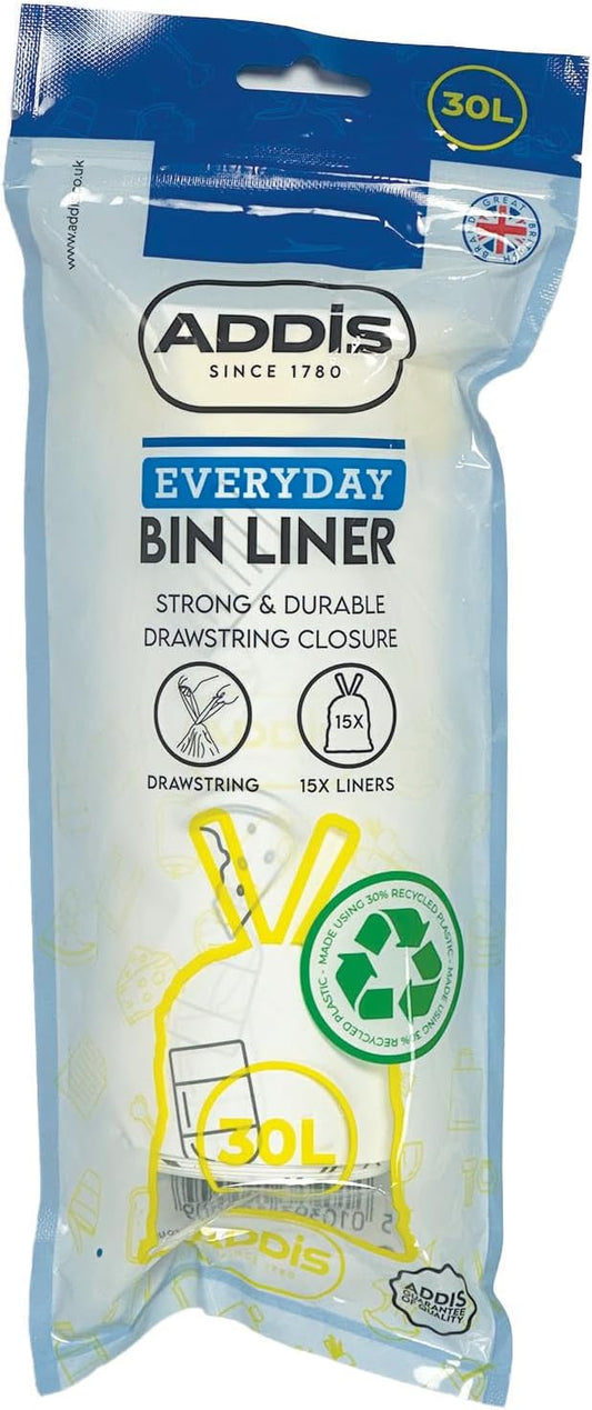 ADDIS 30L(G) DRWSTR BINBAG 15ROLL