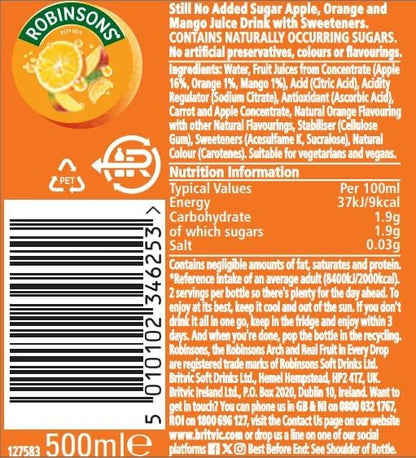 Robinsons RTD Orange & Mango Bottle 12 x 500ml