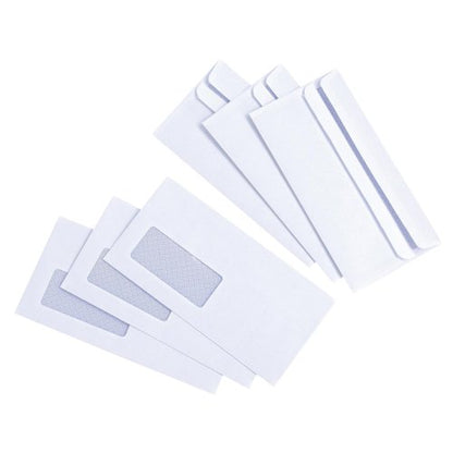 5 Star DL Window Wallet Envelope Press Seal 80gsm 110x220mm White (Pack of 1000) 638515