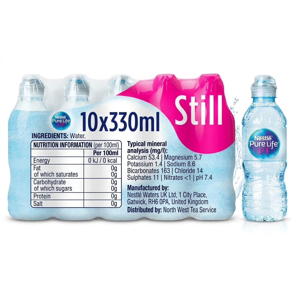 Nestle Pure Life Bottled Water 10x330ml Sports Cap