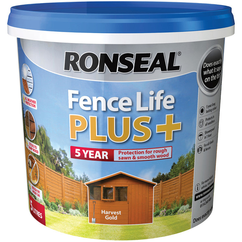 Ronseal 5 Litre Fence Life Plus Paint - Harvest Gold