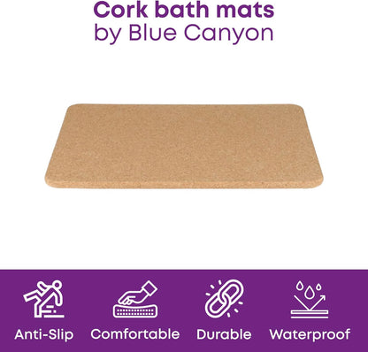Blue Canyon Natural Cork Bath Mats, Eco-Friendly Durable Wooden Non-slip Bathroom Accessory