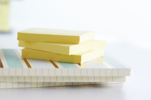 Post-it Recycled Notes 76x127mm 100 Sheets Cardboard Packaging Canary Yellow (Pack of 16) 655-1T