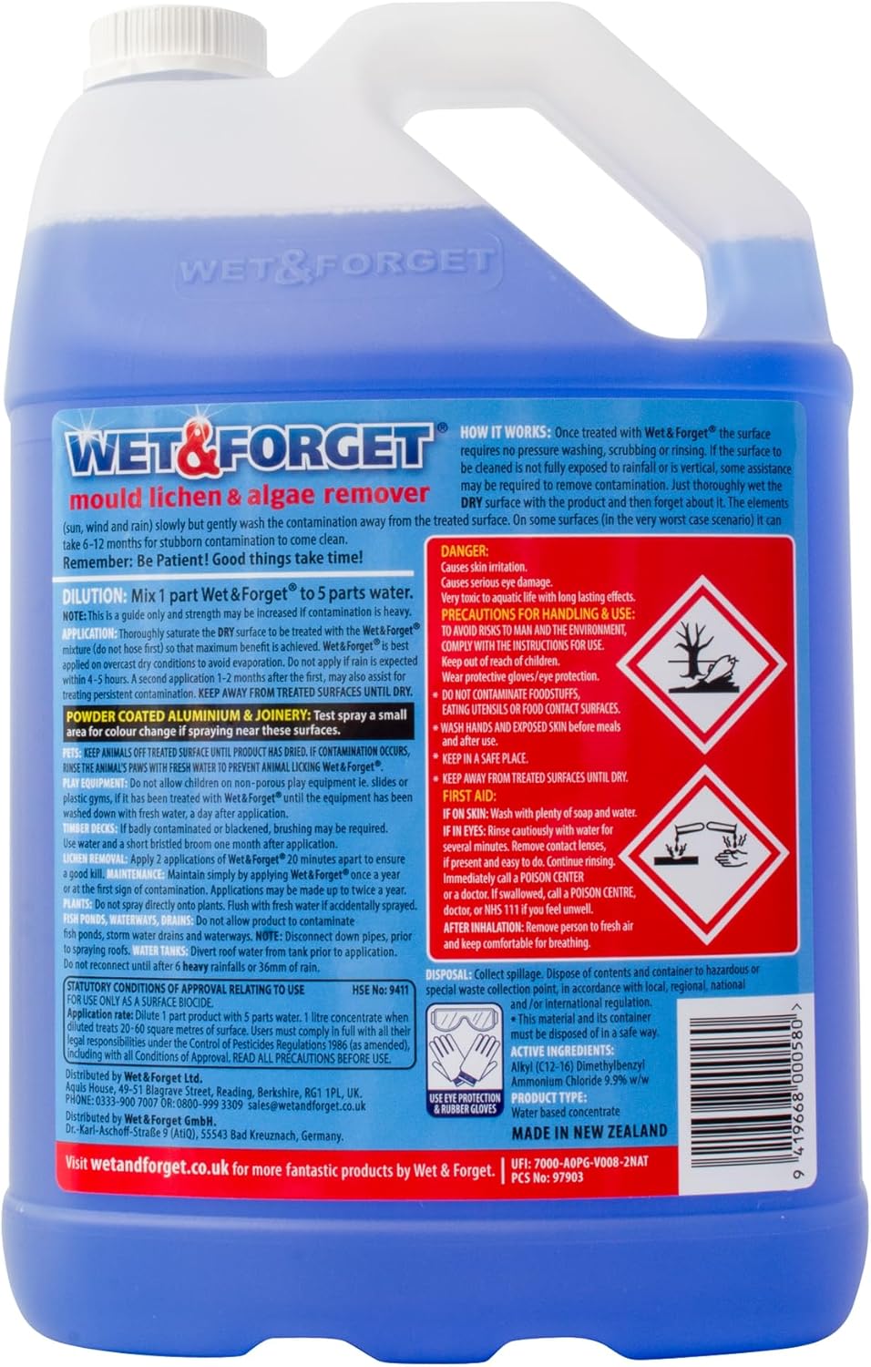 Wet & Forget Mould, Lichen & Algae Remover, Outdoor Patio Cleaner | 5 Litre