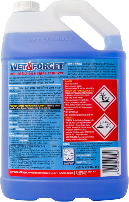 Wet & Forget Mould, Lichen & Algae Remover, Outdoor Patio Cleaner | 5 Litre