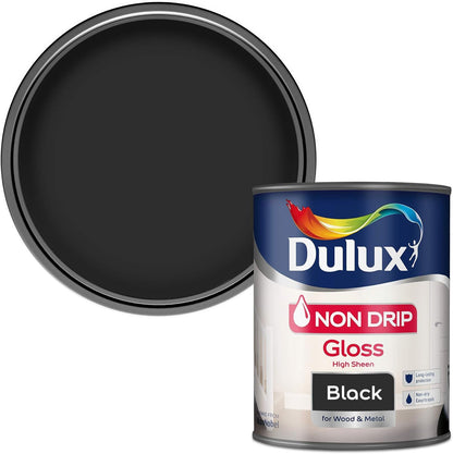 Dulux Non Drip Gloss Paint For Wood And Metal - Black 750 Ml