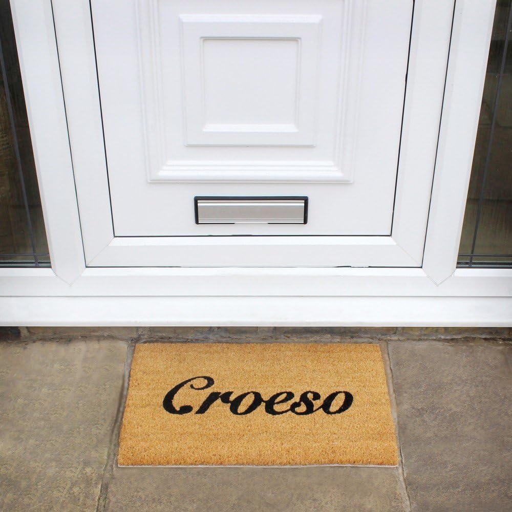JVL Croesco Design Latex Backed Coir Entrance Door Mat, Brown, 40 x 60 cm