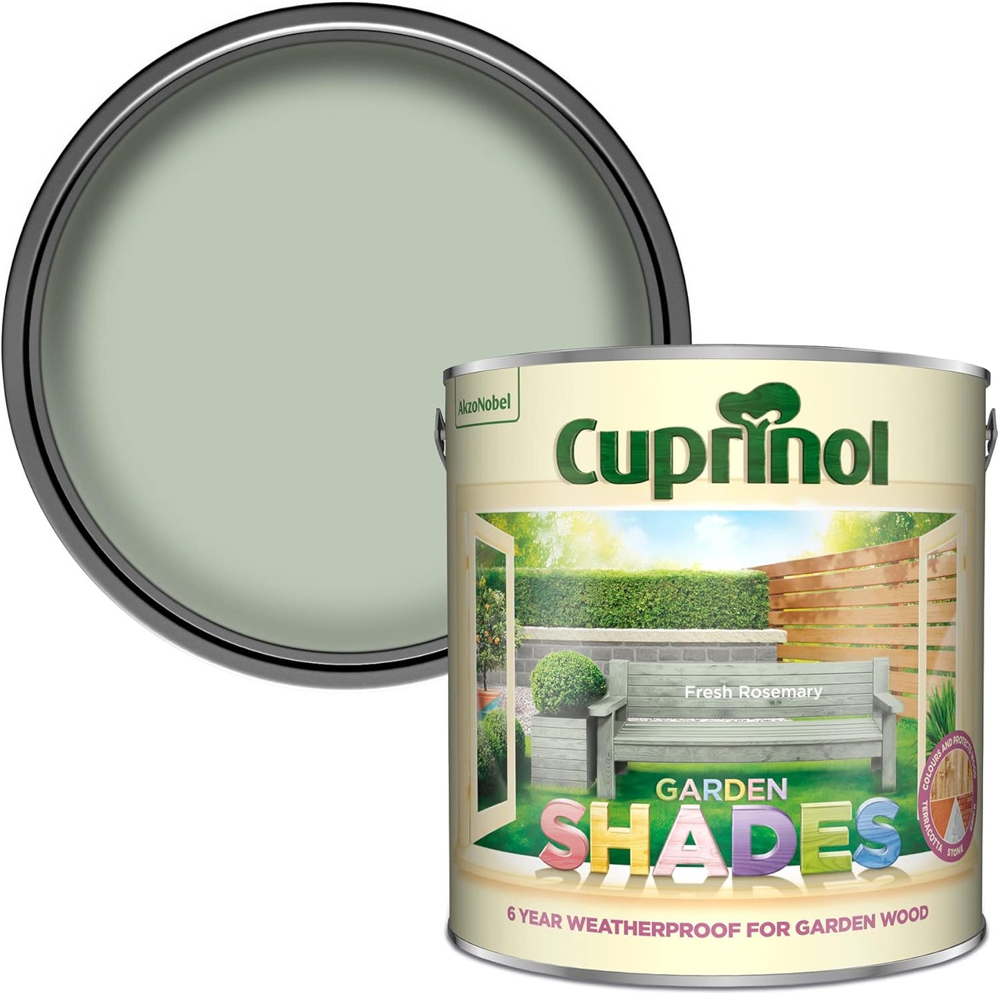 Cuprinol 5232385 Cupgsfr25L 2.5 Litre Garden Shades Paint - Fresh Rosemary