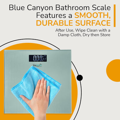 Blue Canyon Digital Bathroom Scales| Led Display| 180Kg Max Capacity Silver