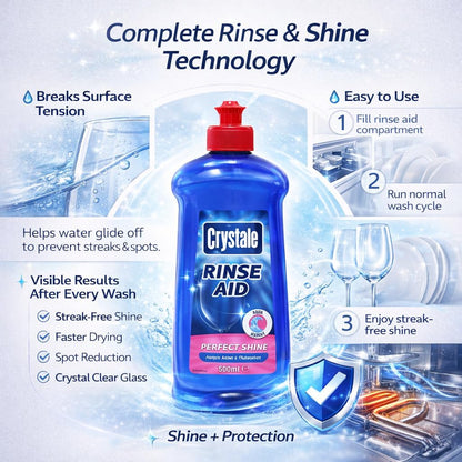Crystale Streak Free Formula Dishwasher Rinse Aid 500ml