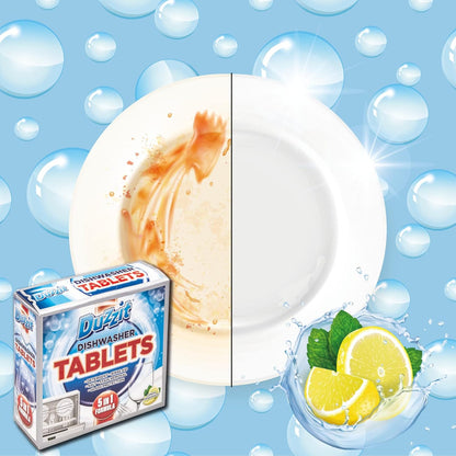 Duzzit Dishwasher Tablets 5 In 1 Action Lemon Fresh Removes Stains And Grease