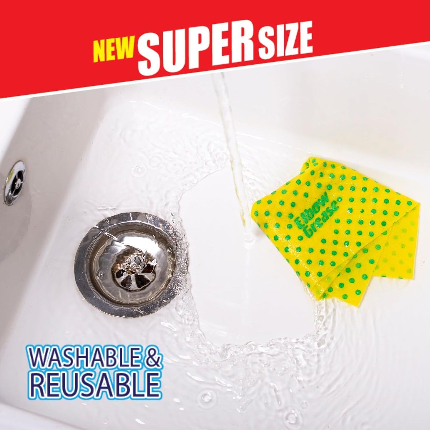 Elbow Grease Power Cloths With Scrub Dots Reusable Washable Extra Large Pack Of 3, Yellow
