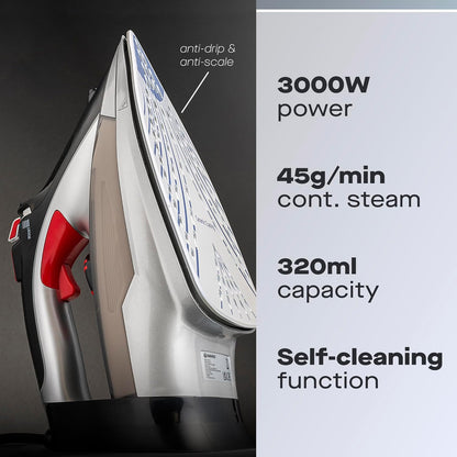 Daewoo Glide Steam Iron |  The Power Glide | 3000w | Black and Grey