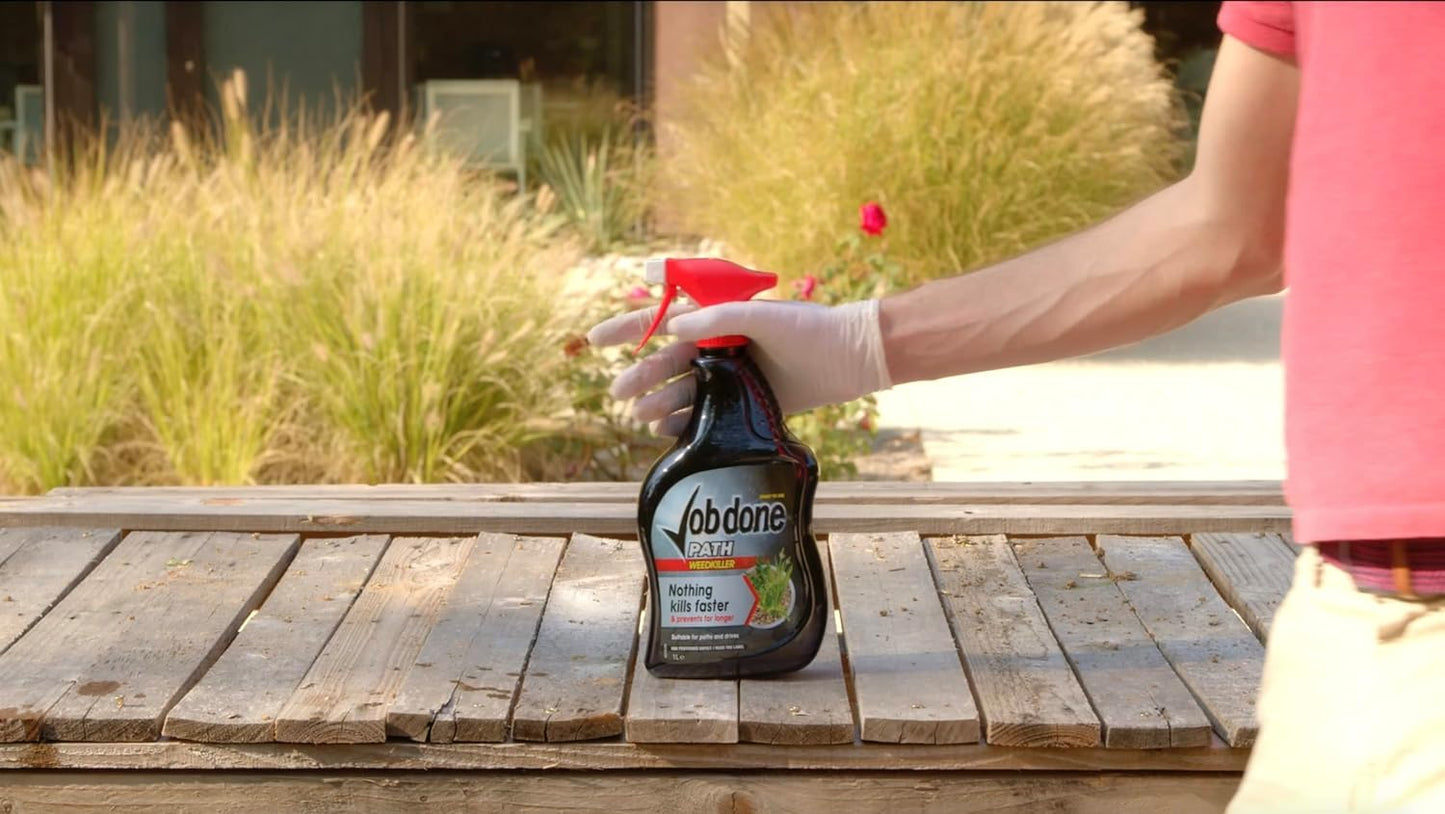 Job Done Path Weedkiller, Path, Patio & Driveway Weedkiller Protects For 3 Months, 1L