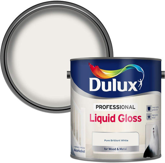 Dulux Professional Liquid Gloss Paint For Wood And Metal - Pure Brilliant White 2. 5 Litres