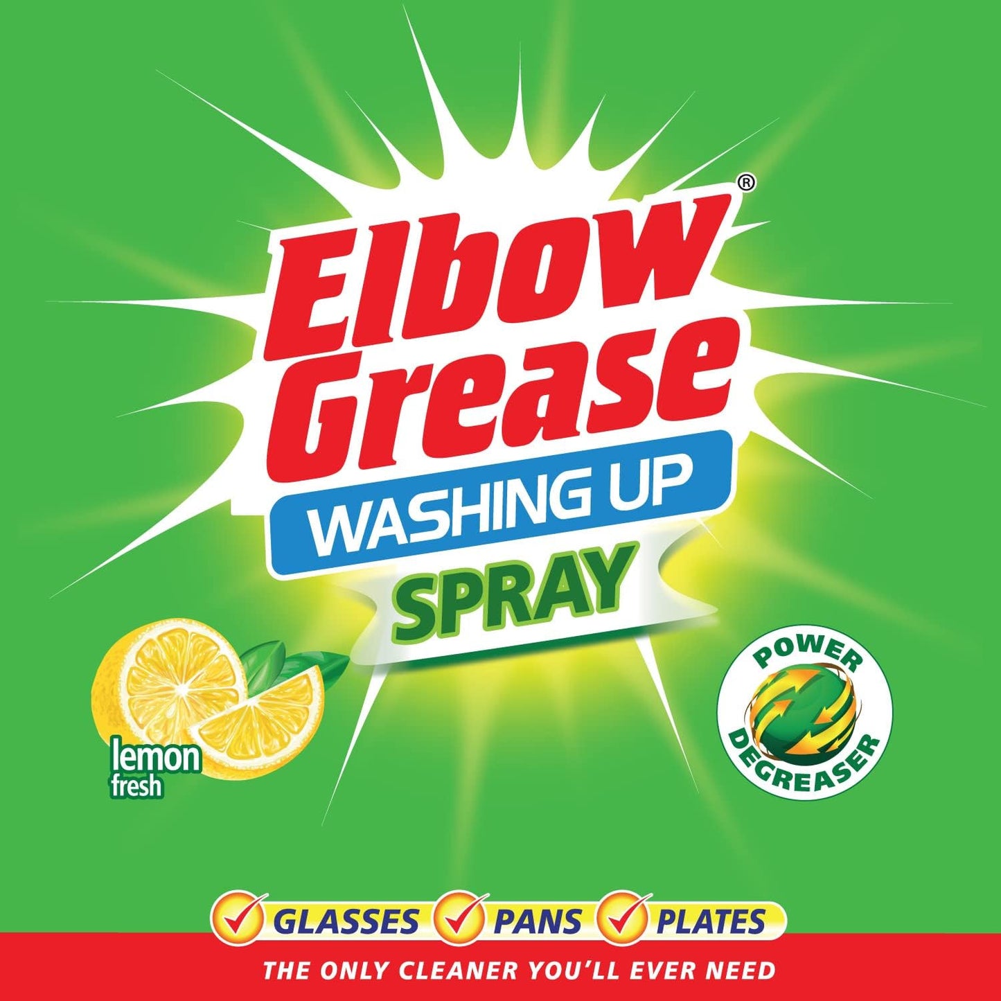 Elbow Grease Amazing Washing Up Spray Lemon Fresh, Spray, Wipe, Rinse, 500 Ml